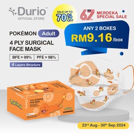 Durio 546A Pokémon 4 Ply Surgical Face Mask - Charmander- (40pcs) (ADULT)